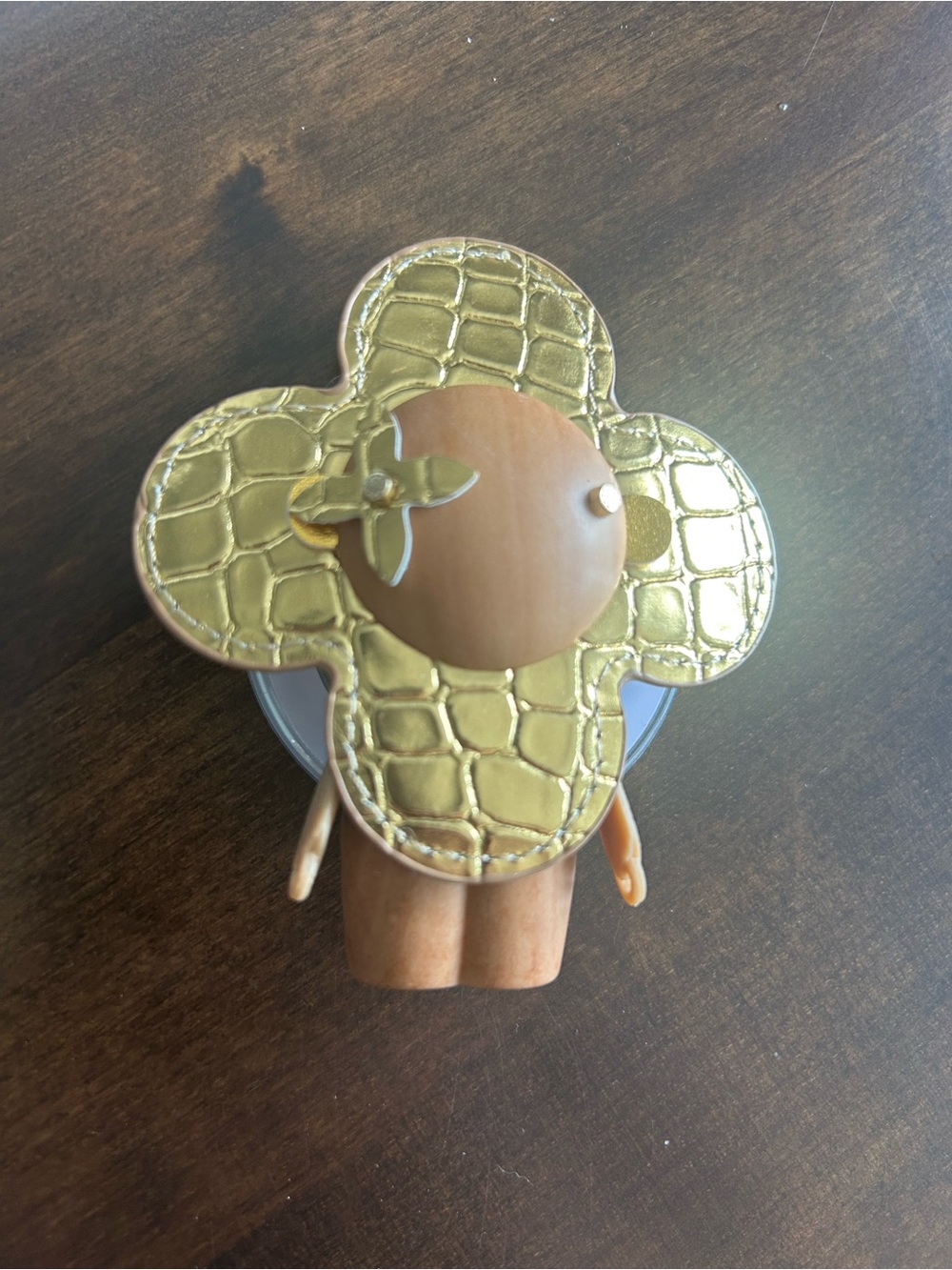 Gold Croc-Embossed Flower Charm Accessory